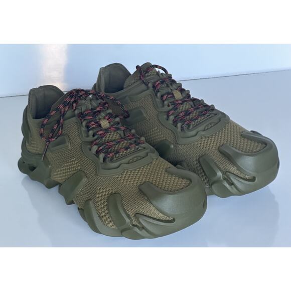 Bottega Veneta Men\'s Tech Knit Kaki Flex Sneakers 10 US (43 Eu) 788808 NIB $890